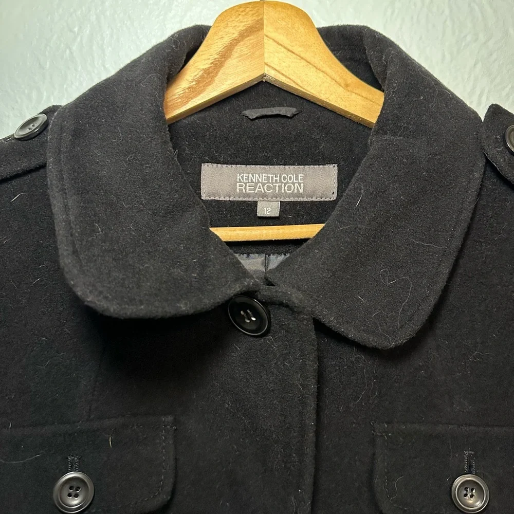 Kenneth Cole Reaction Women’s Black Button-Up Wool Coat